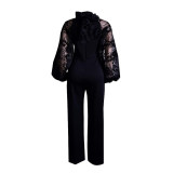 Women's Fall Long Sleeve Slim Fit Chic Casual Straight Jumpsuit