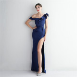 WomenElegant Off Shoulder Formal Party SlitEvening Dress