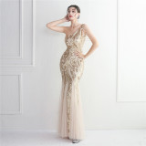 WomenElegant SequinOne Shoulder Evening Dress