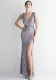 WomenElegant Sequins V Neck SlitEvening Dress