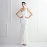 WomenElegant SequinOne Shoulder Evening Dress