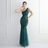 WomenElegant SequinOne Shoulder Evening Dress