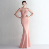Plus SizeWomenElegant Lace Mesh Patchwork Fishtail SkirtEvening Dress