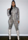 Women Winter Snake Print Turtleneck Jumpsuit