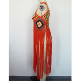 Women Sexy Fringe Beach Midi Dress