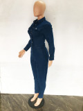 Women Slim Stretch Wash Denim Jumpsuit