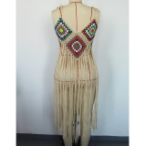 Women Sexy Fringe Beach Midi Dress