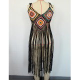 Women Sexy Fringe Beach Midi Dress