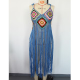 Women Sexy Fringe Beach Midi Dress