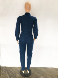 Women Slim Stretch Wash Denim Jumpsuit