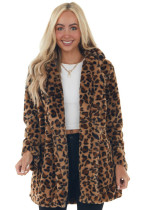 Autumn Winter Leopard Print Women'S Fashion Chic Faux Fur Loose Jacket With Pockets Autumn Winter Leopard Print Women'S Fashion Chic Faux Fur Loose Jacket With Pockets