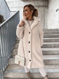 Autumn And Winter Women'S Fleece Long-Sleeved Turndown Collar Women'S Long Coat