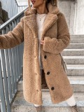 Autumn And Winter Women'S Fleece Long-Sleeved Turndown Collar Women'S Long Coat