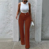 Casual pants autumn Chic Career slightly flared trousers fashion wide-leg pants women