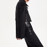 Contoured Wide Shoulder Short Coat Women Winter Chic Trendy Jacket