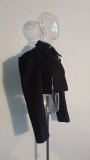 Contoured Wide Shoulder Short Coat Women Winter Chic Trendy Jacket