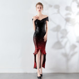 Sequins Sweetheart High Low Mermaid Evening Dress