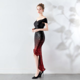 Sequins Sweetheart High Low Mermaid Evening Dress