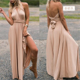 Women Sexy Cross Backless Bandage Long Dress