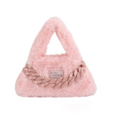 Women plush chain plush tote bag