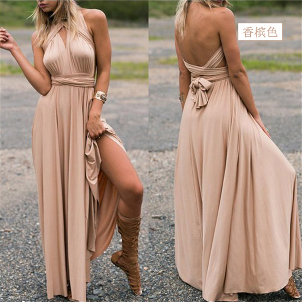 Cross Backless Bandage Maxi Dress for Evening Events