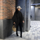 Women Autumn/Winter Premium Deerskin Fleece Fringe Shawl Cape Coat
