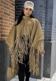 Women Autumn/Winter Premium Deerskin Fleece Fringe Shawl Cape Coat