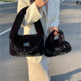 Women plush chain plush tote bag