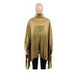 Women Autumn/Winter Premium Deerskin Fleece Fringe Shawl Cape Coat