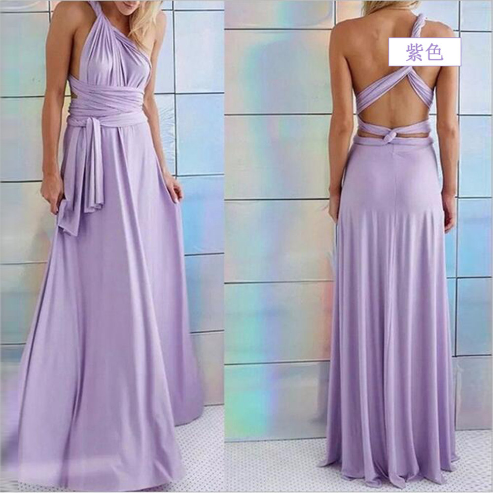 Women Sexy Cross Backless Bandage Long Dress