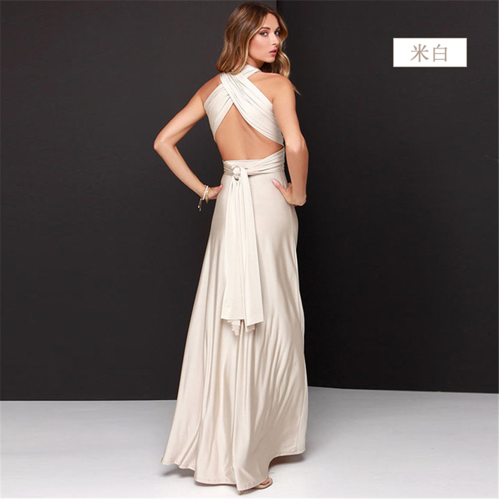 Cross Backless Bandage Maxi Dress for Evening Events