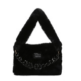 Women plush chain plush tote bag