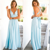 Women Sexy Cross Backless Bandage Long Dress