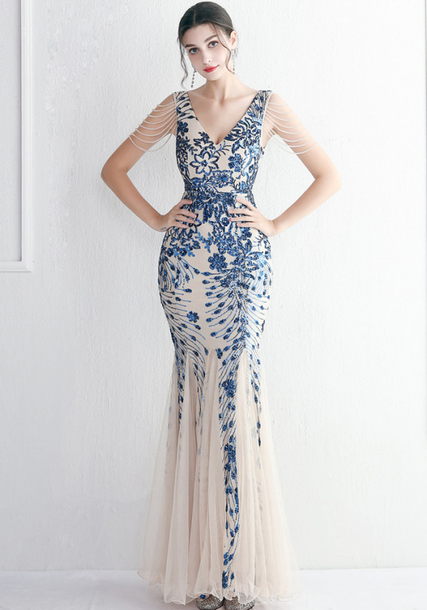 sequins Plus Size Fat Size Costume Formal Party Evening Dress