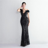 sequins Plus Size Fat Size Costume Formal Party Evening Dress