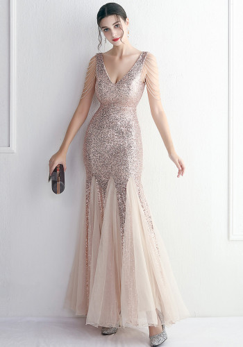 sequins Plus Size Fat Size Costume Formal Party Evening Dress