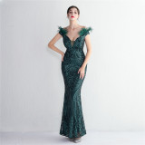 sequins Plus Size Fat Size Costume Formal Party Evening Dress
