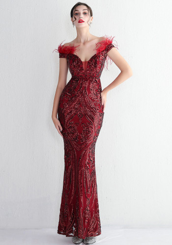 sequins Plus Size Fat Size Costume Formal Party Evening Dress