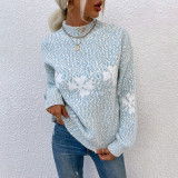 Women Christmas Half Turtleneck Snowflake Sweater