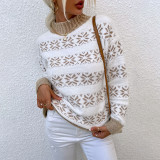 Women Mock Neck Christmas Snowflake Sweater
