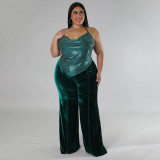 Plus Size Women Winter High Waist Velvet Bootcut Pants