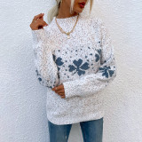 Women Christmas Half Turtleneck Snowflake Sweater