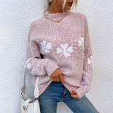 Women Christmas Half Turtleneck Snowflake Sweater