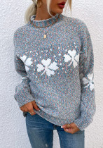 Women Christmas Half Turtleneck Snowflake Sweater Women Christmas Half Turtleneck Snowflake Sweater