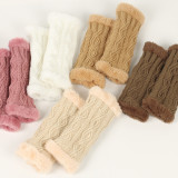 velvet gloves rhombus short knitting missing finger plush sleeves autumn and winter warm fur gloves