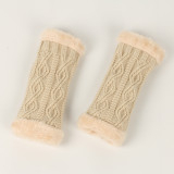 velvet gloves rhombus short knitting missing finger plush sleeves autumn and winter warm fur gloves