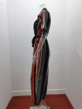 Women'S Summer Cargo Trousers Casual Turndown Collar Buttoned Printed Belt Jumpsuit