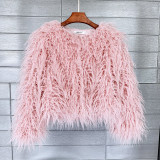 Fur Coat Solid Color Ladies Cropped Coat