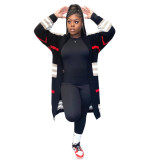 Plus Size Striped Knitting Shirt Cardigan Sweater