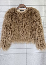 Fur Coat Solid Color Ladies Cropped Coat Fur Coat Solid Color Ladies Cropped Coat